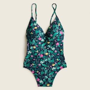 J. Crew Strappy Back One-Piece in Winter Garden Floral BC035 Size 6